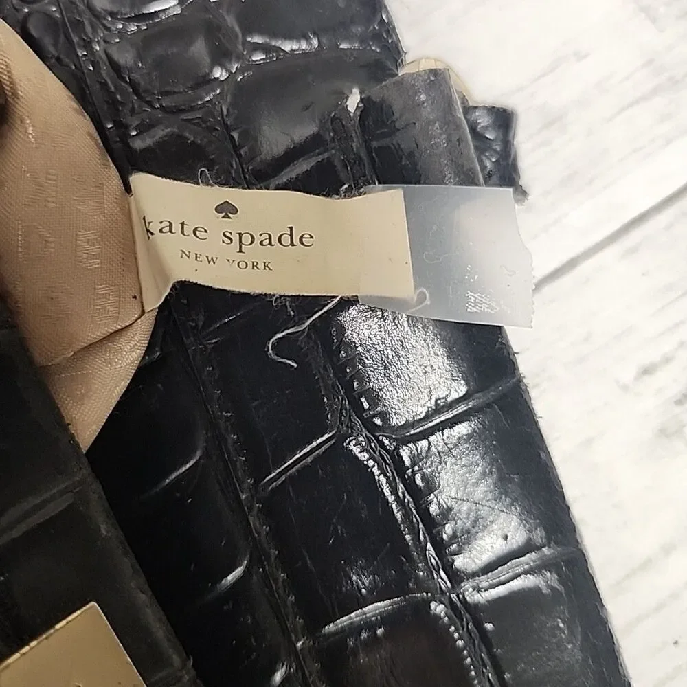 KATE SPADE New York Ridgely Ave Becky Satchel Croc Embossed Leather Black Bag